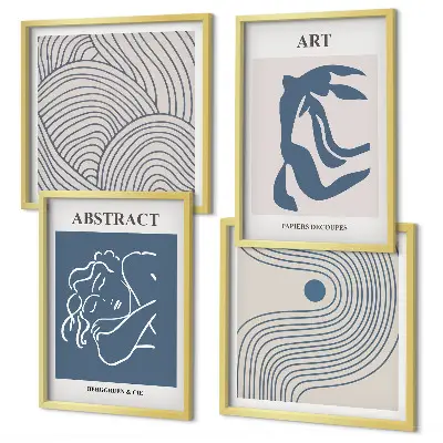 Abstract lines waves wall art set of 4 posters