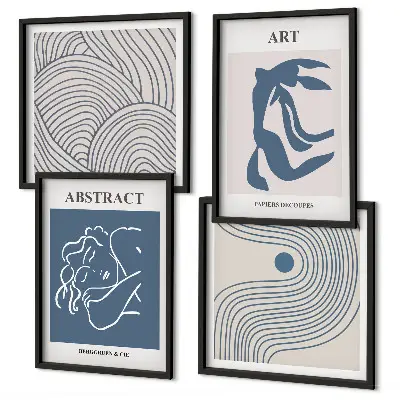 Abstract lines waves wall art set of 4 posters