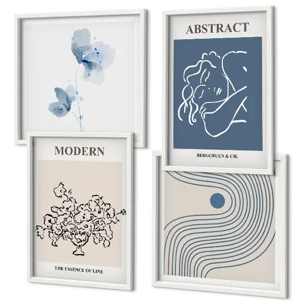 Abstract floral line art wall decor set multi-piece poster collection