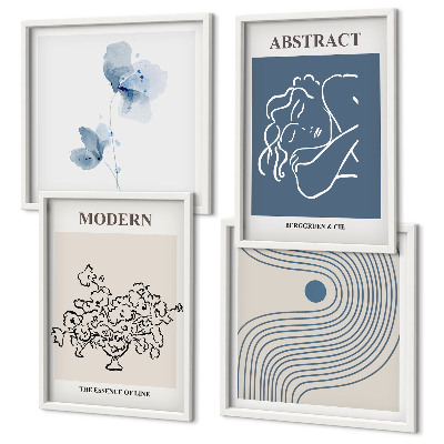 Multi-piece wall decor set Flowers lines abstract posters