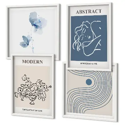 Abstract floral line art wall decor set multi-piece poster collection