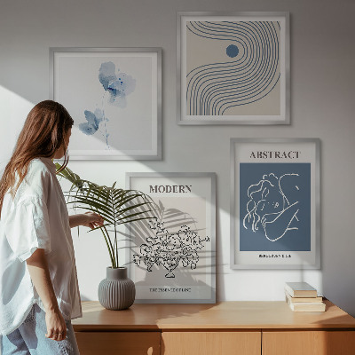 Multi-piece wall decor set Flowers lines abstract posters