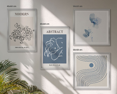 Multi-piece wall decor set Flowers lines abstract posters