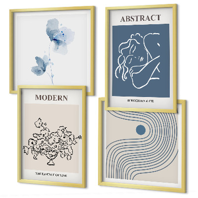 Multi-piece wall decor set Flowers lines abstract posters