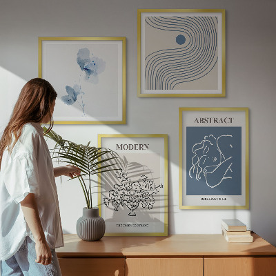 Multi-piece wall decor set Flowers lines abstract posters