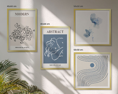Multi-piece wall decor set Flowers lines abstract posters