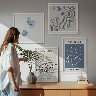 Multi-piece wall decor set Flowers lines abstract posters