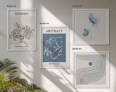 Multi-piece wall decor set Flowers lines abstract posters