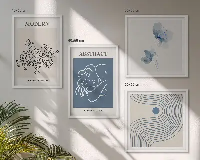 Abstract floral line art wall decor set multi-piece poster collection