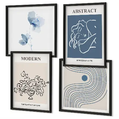 Abstract floral line art wall decor set multi-piece poster collection