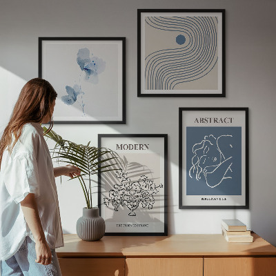 Multi-piece wall decor set Flowers lines abstract posters