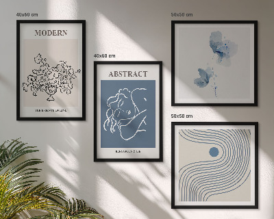 Multi-piece wall decor set Flowers lines abstract posters