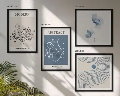 Abstract floral line art wall decor set multi-piece poster collection