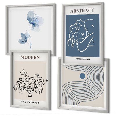 Multi-piece wall decor set Flowers lines abstract posters