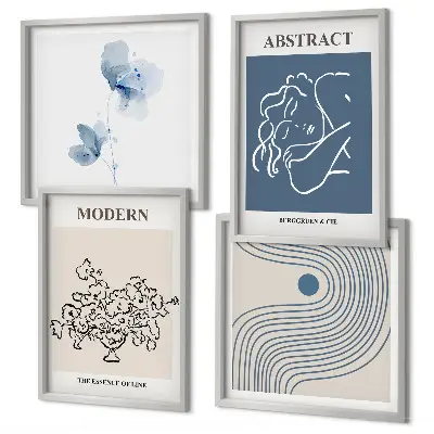 Abstract floral line art wall decor set multi-piece poster collection