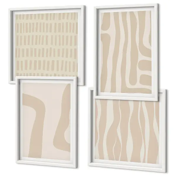 Wall art set with abstract boho patterns and shapes