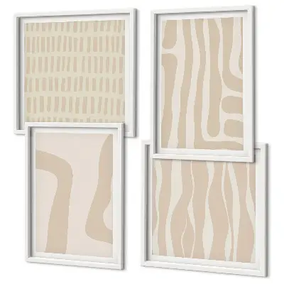 Wall art set with abstract boho patterns and shapes