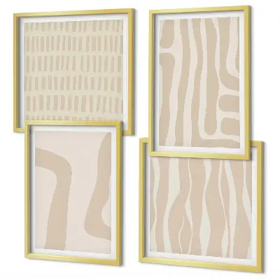 Wall art set with abstract boho patterns and shapes