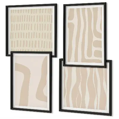Wall art set with abstract boho patterns and shapes