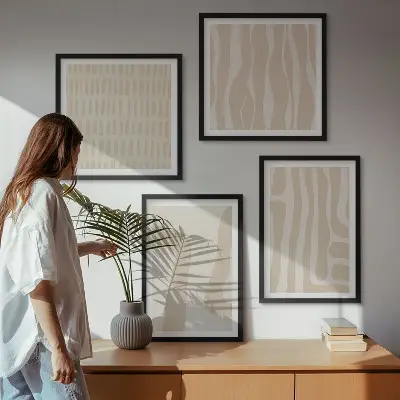 Wall art set with abstract boho patterns and shapes