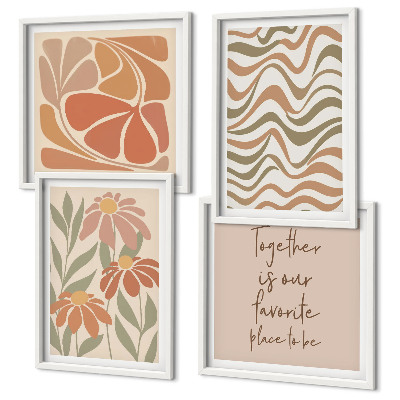 Set of 4 wall art pieces Pastel abstract flowers
