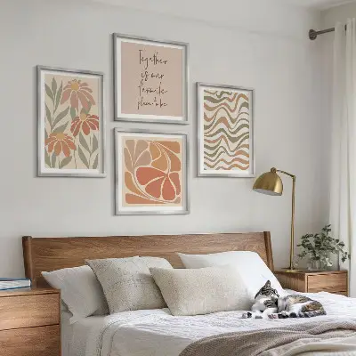 Pastel abstract flowers wall art set of 4 pieces