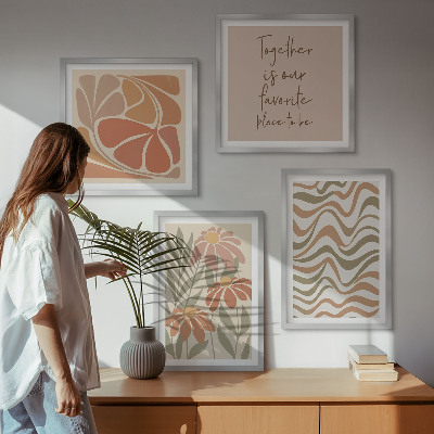 Set of 4 wall art pieces Pastel abstract flowers