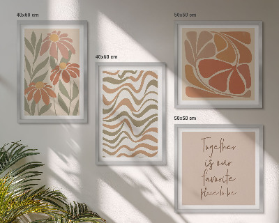 Set of 4 wall art pieces Pastel abstract flowers