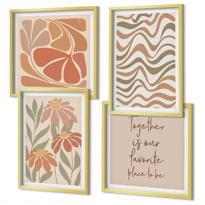 Set of 4 wall art pieces Pastel abstract flowers