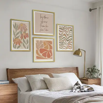 Pastel abstract flowers wall art set of 4 pieces