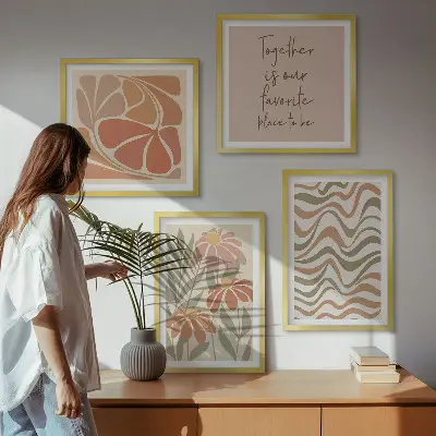 Pastel abstract flowers wall art set of 4 pieces