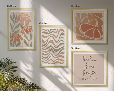 Set of 4 wall art pieces Pastel abstract flowers