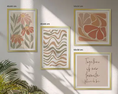 Pastel abstract flowers wall art set of 4 pieces