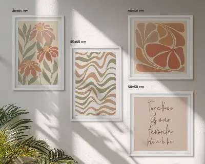 Pastel abstract flowers wall art set of 4 pieces