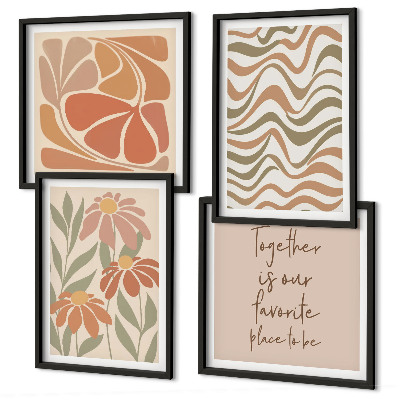 Set of 4 wall art pieces Pastel abstract flowers