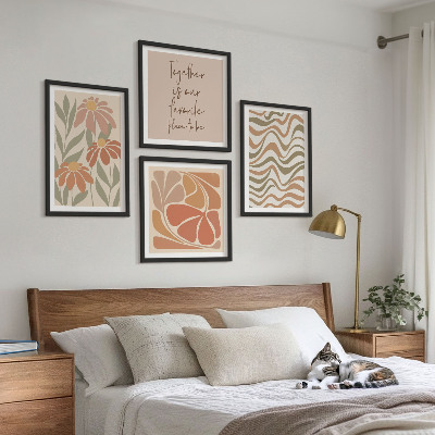 Set of 4 wall art pieces Pastel abstract flowers