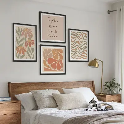 Pastel abstract flowers wall art set of 4 pieces