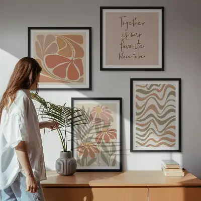 Pastel abstract flowers wall art set of 4 pieces