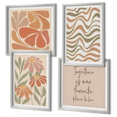 Set of 4 wall art pieces Pastel abstract flowers