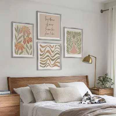 Pastel abstract flowers wall decor multi-piece set