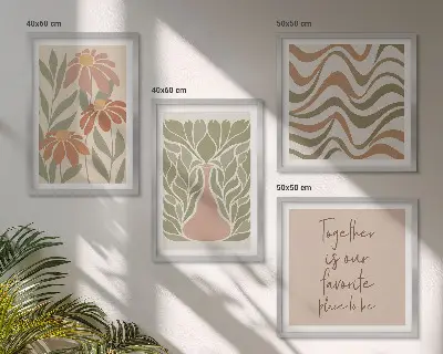 Pastel abstract flowers wall decor multi-piece set