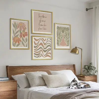 Pastel abstract flowers wall decor multi-piece set