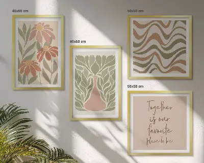 Pastel abstract flowers wall decor multi-piece set