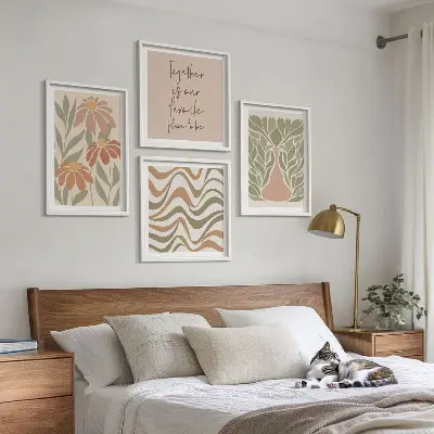 Pastel abstract flowers wall decor multi-piece set