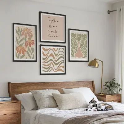 Pastel abstract flowers wall decor multi-piece set