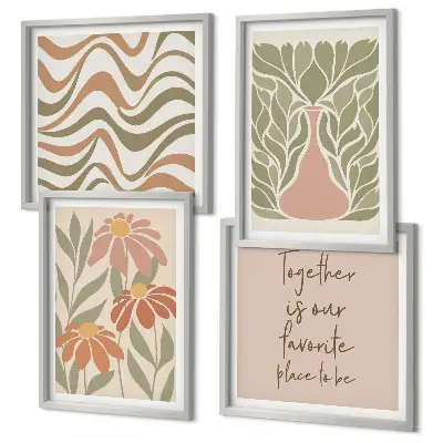 Pastel abstract flowers wall decor multi-piece set