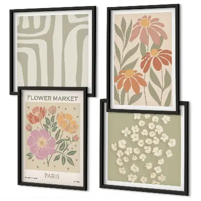 Multi-piece wall decor set with botanical motifs in a minimalist Parisian style