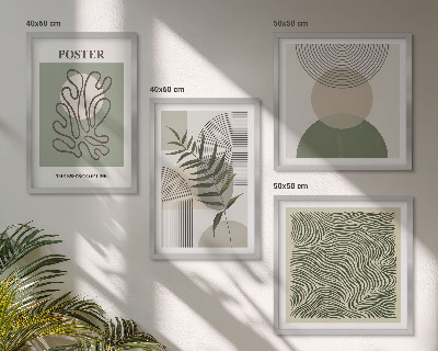 Set of 4 wall art pieces Geometric botanical patterns