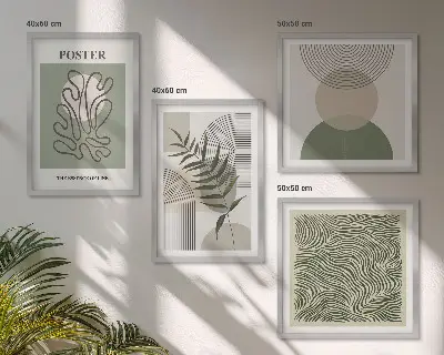 Geometric botanical wall art set of 4 pieces