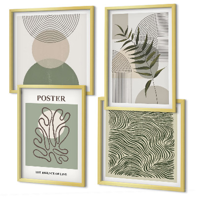 Set of 4 wall art pieces Geometric botanical patterns